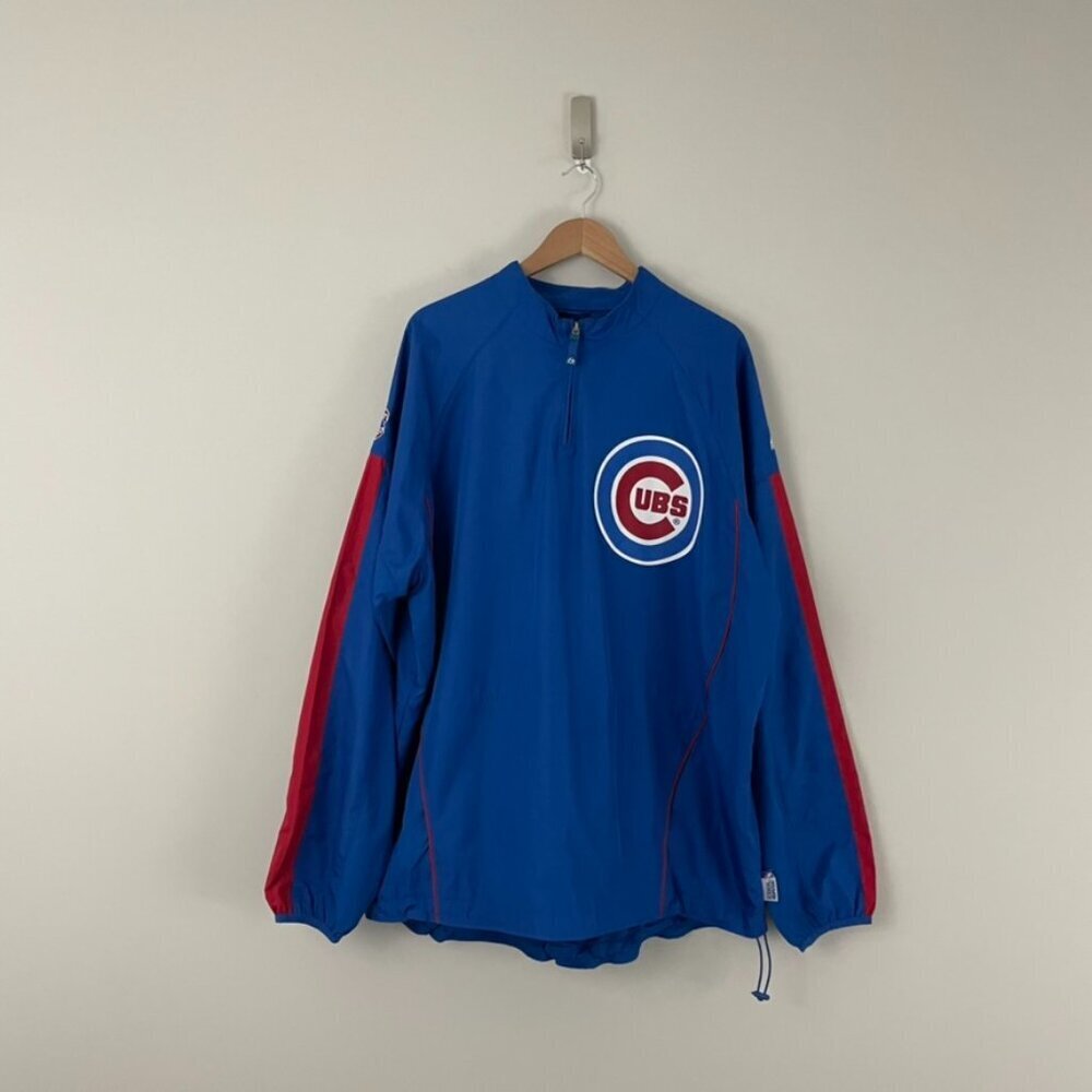 Majestic MLB Chicago Cubs Cool Base 1/4 Zip Windbreaker Jacket Men's Size 2XL